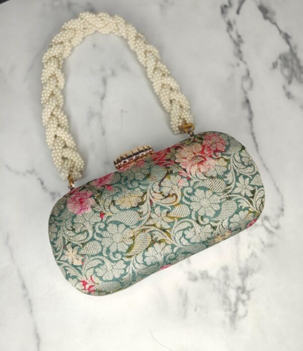 Green printed handbag