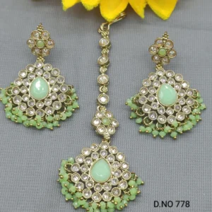Green Earrings with Tikka