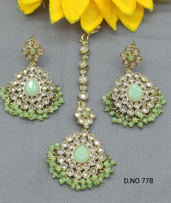 Green Earrings with Tikka