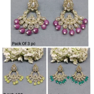 Pink Yellow Green Earrings Combo