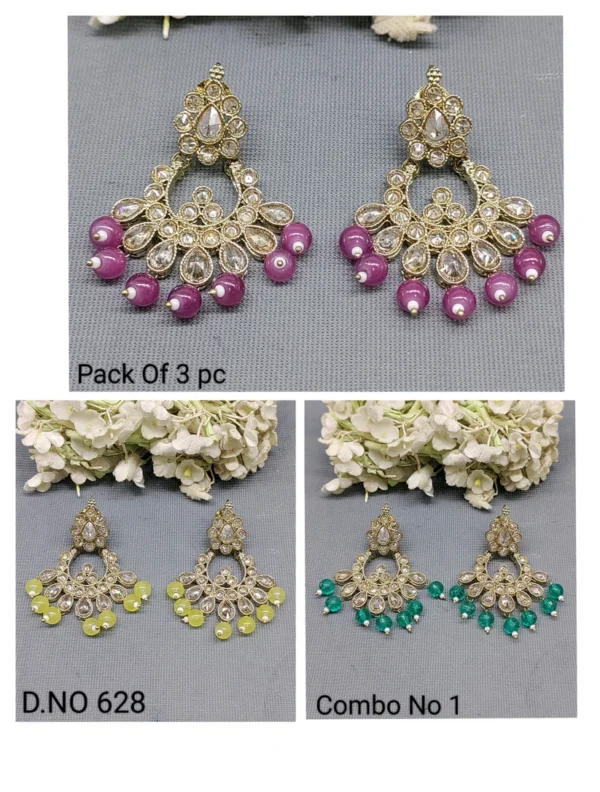Pink Yellow Green Earrings Combo