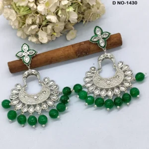 Green polki Kundan Earrings