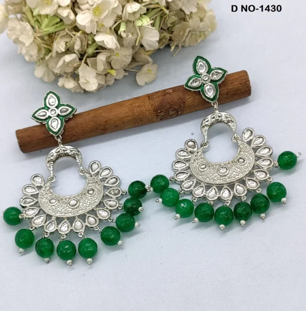Green polki Kundan Earrings
